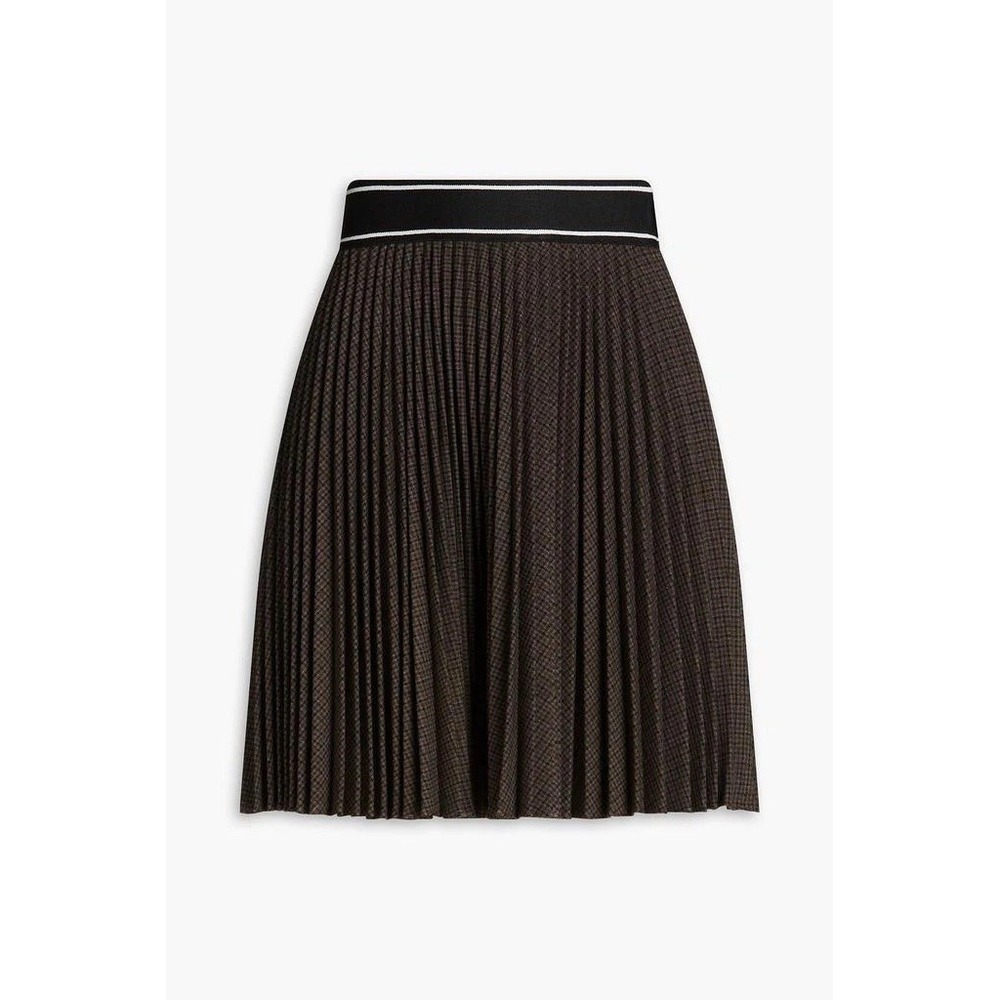 Sandro Pleated Brown Mini Skirt Checkered School Girl Preppy Dark Academia Sz 40